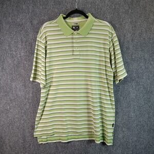 Adidas Climalite Golf Polo Tennis Polo Pickleball Athletic Shirt Green Stripes